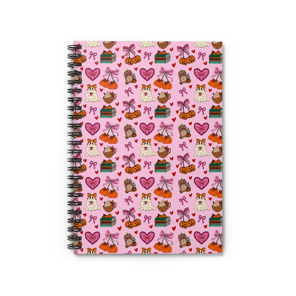 Cute ghosts and bows fall themed spiral notebook