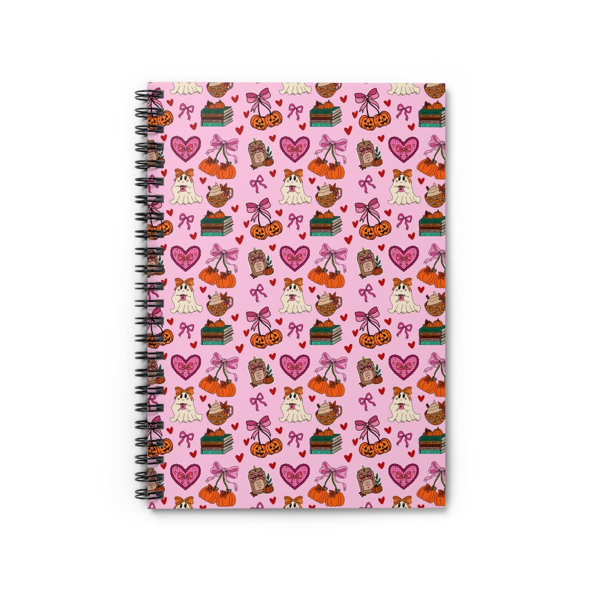 Cute ghosts and bows fall themed spiral notebook