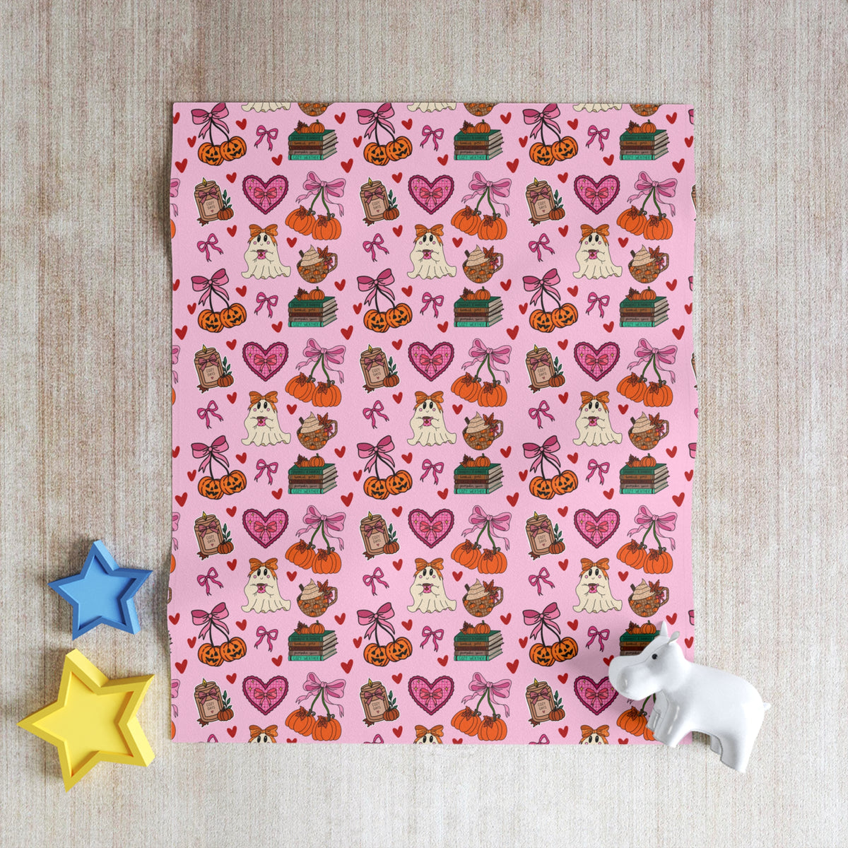 cute pink fall themed girly ghosts and pumpkins THROW BLANKET