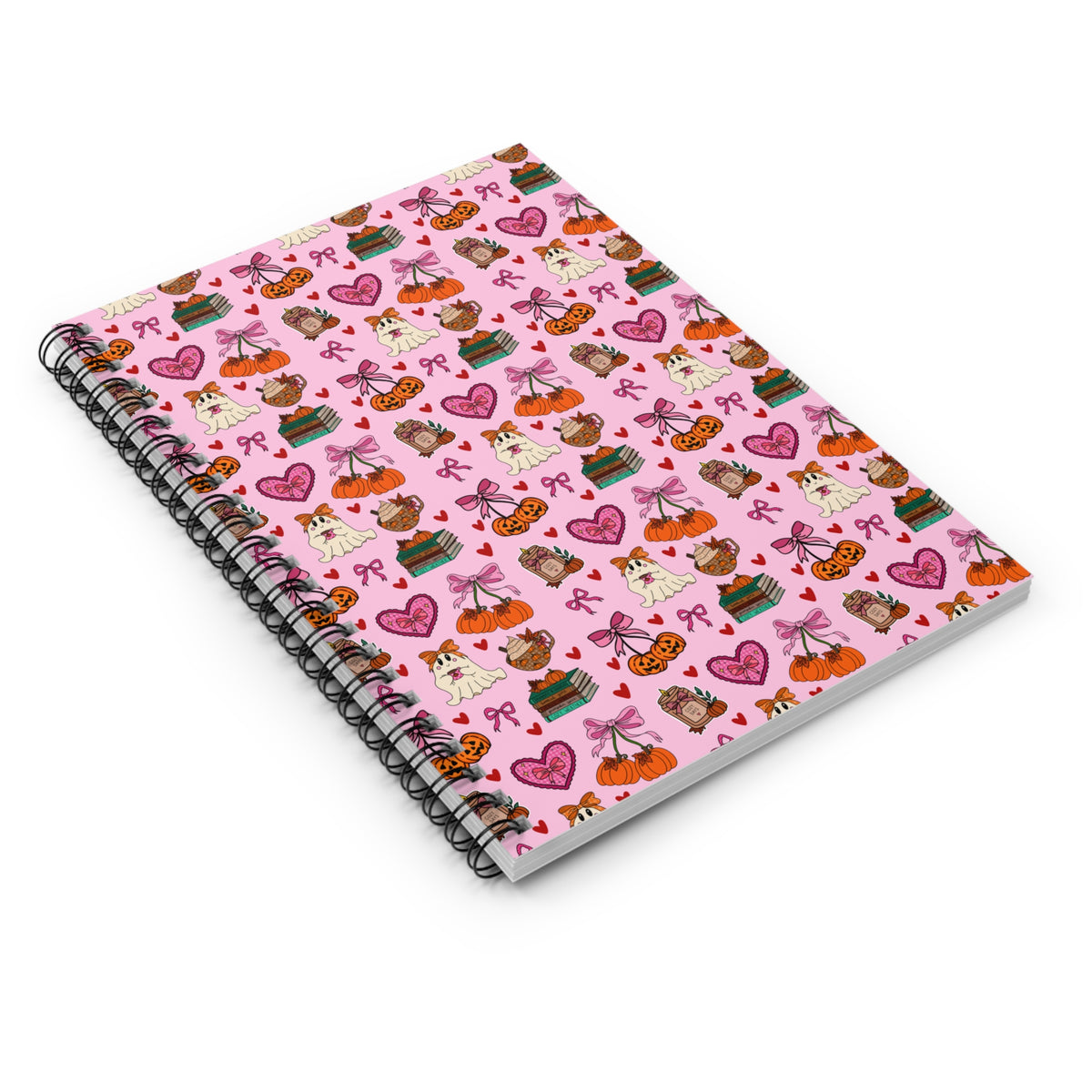 Cute ghosts and bows fall themed spiral notebook