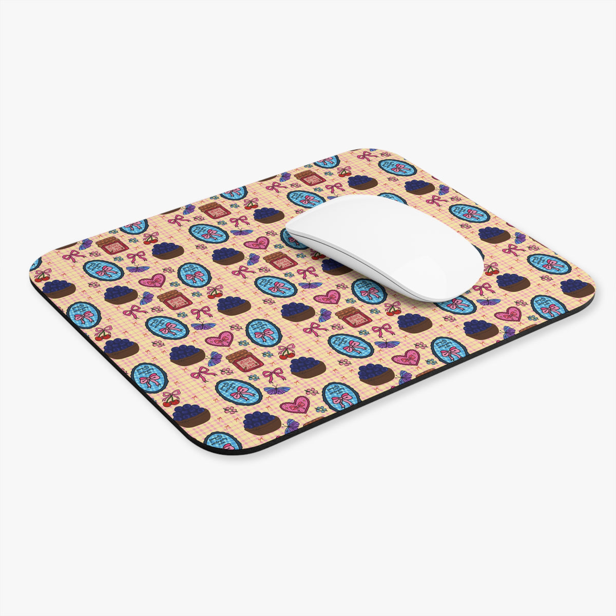 Cute faith based & blueberries Mouse pad- blueberries and bows