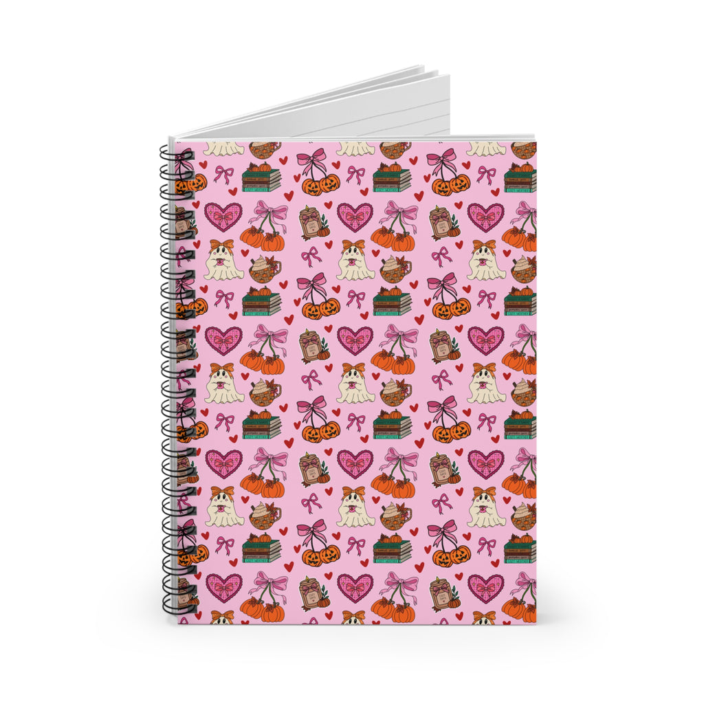 Cute ghosts and bows fall themed spiral notebook