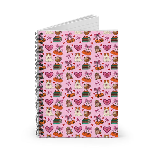 Cute ghosts and bows fall themed spiral notebook