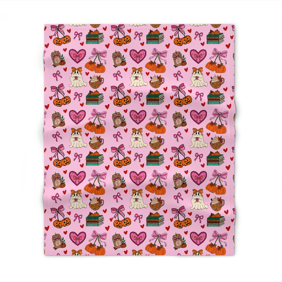cute pink fall themed girly ghosts and pumpkins THROW BLANKET